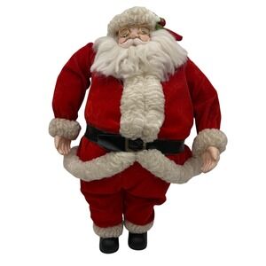 Vtg 80s Santa Claus Doll Figurine Classic Christmas Decor Standing‎ Plush Lg 18"